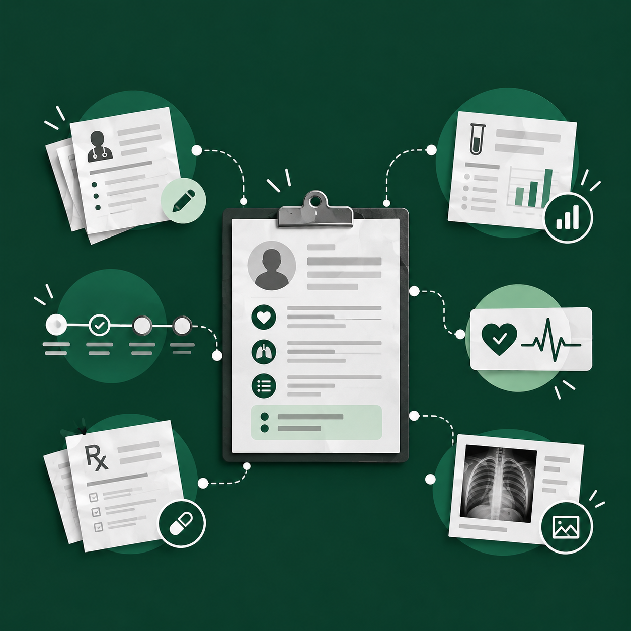 Colagem infográfica de dados médicos