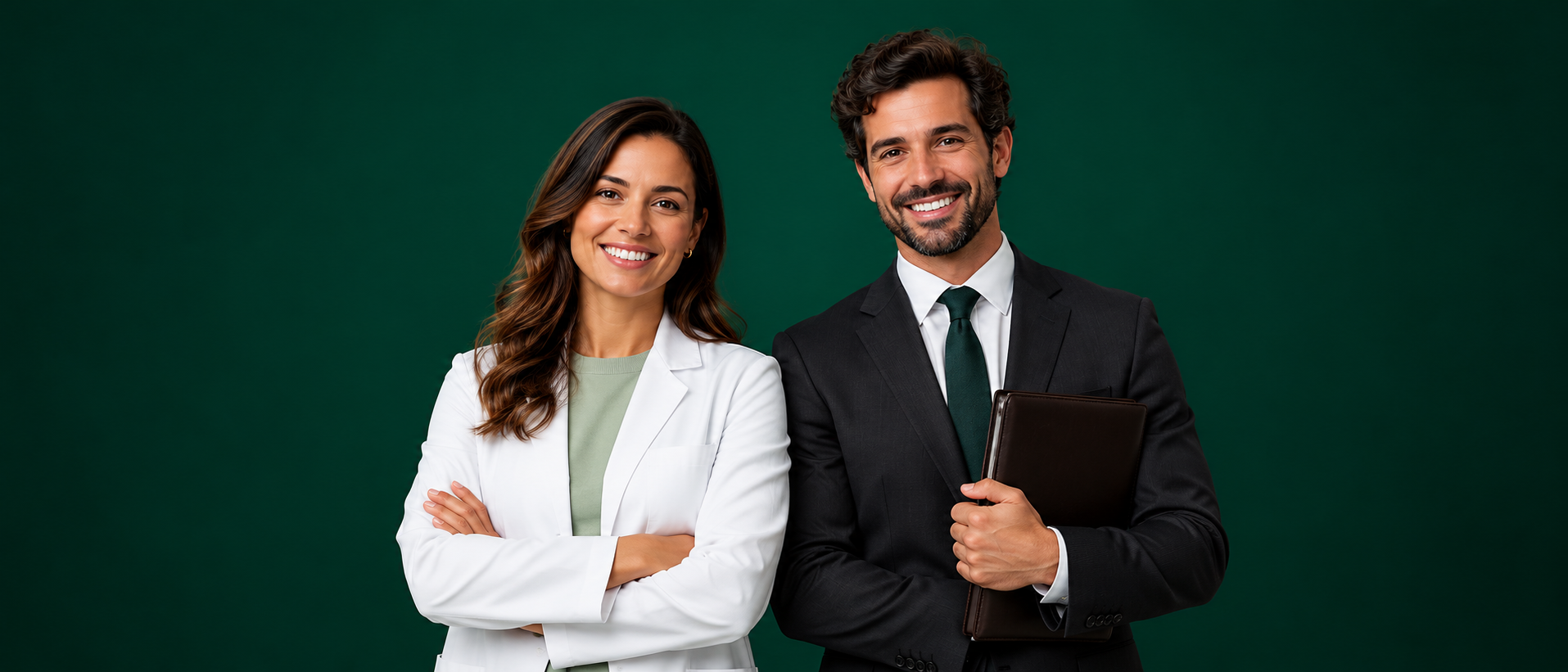 Dupla profissional em retrato corporativo